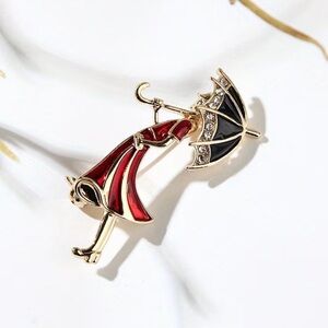 Luxury Chic Cartoon Umbrella Brooch with Sparkling Rhinestones-NEW